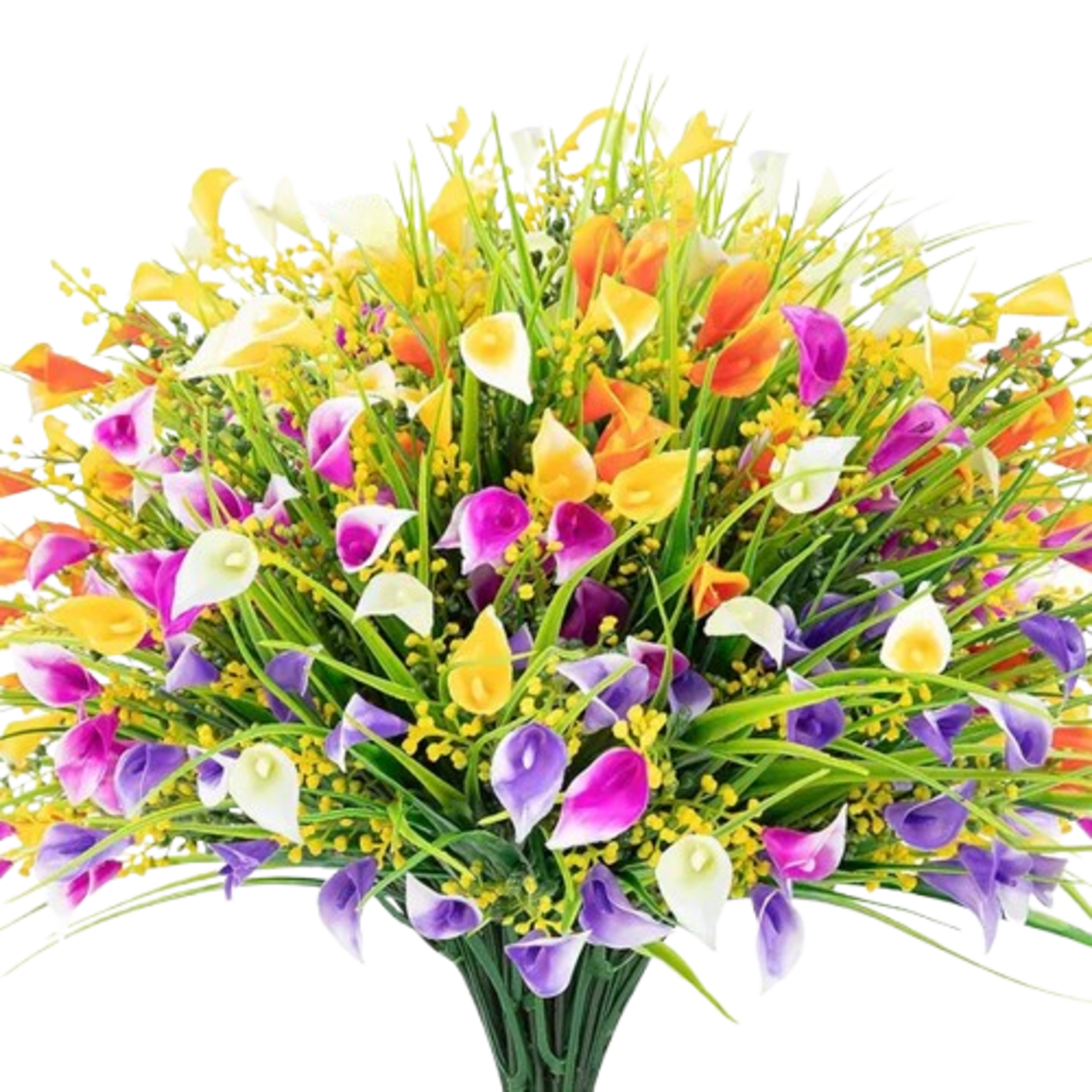 5 Bundles Artificial Calla Lily Flowers – UV Resistant Fake Flowers for Indoor Outdoor Home, Garden & Cemetery Decor